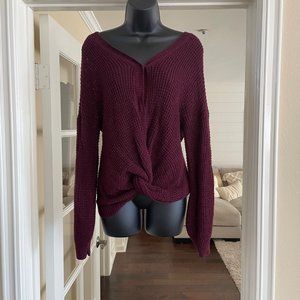 Sweater. Burgundy. Size Sm.  Cross front. Long Sleeve Very good Condition.